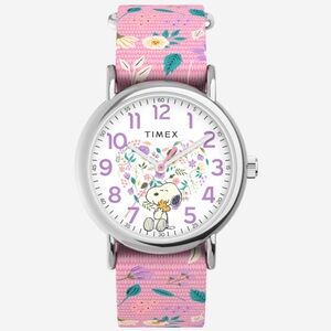 NWOT Snoopy Peanuts® x Timex Weekender In Bloom Pink Floral Heart Watch